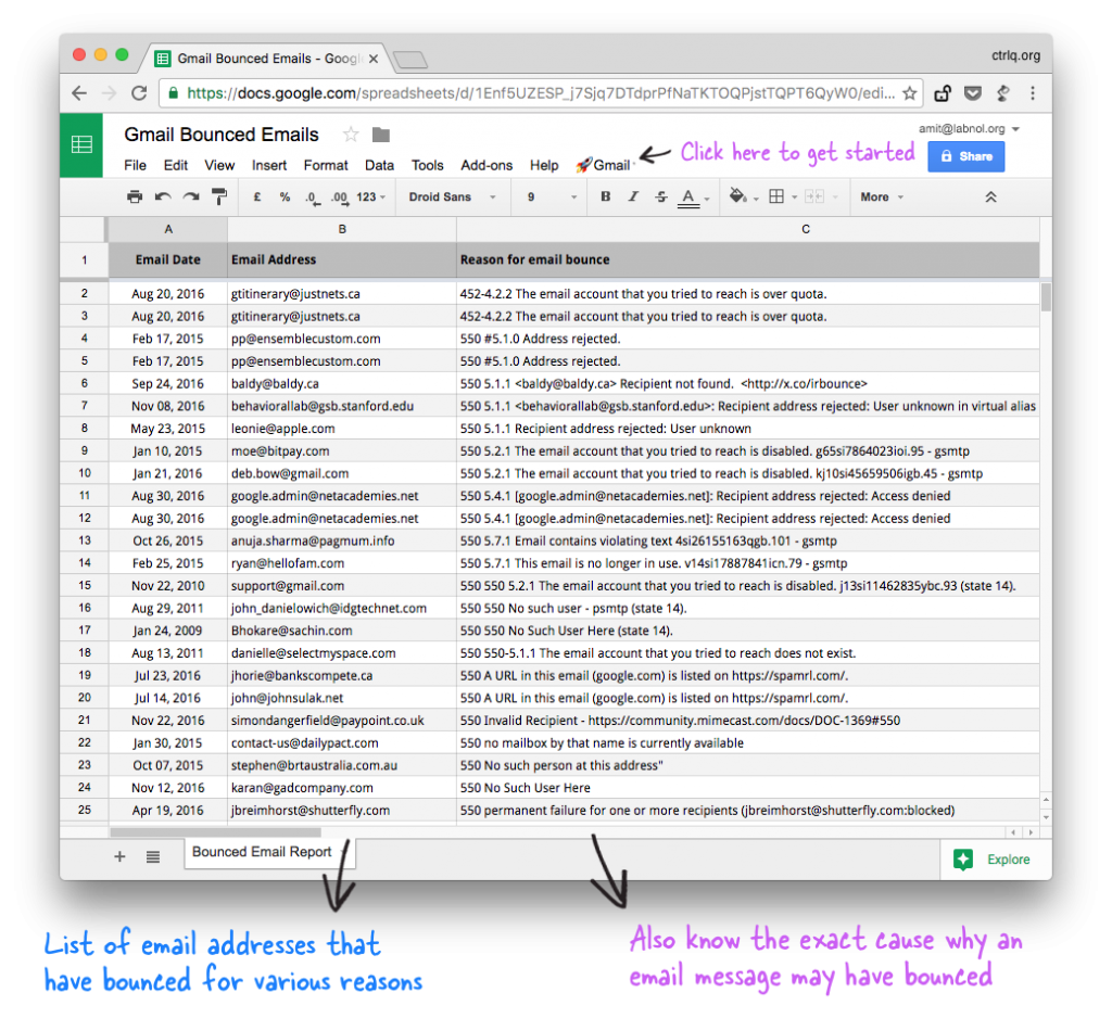 extract all email addresses from gmail