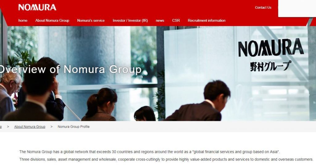 Nomura Group HOme Page Google Translate