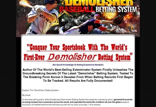 The Demolisher Mlb Baseball Sports Betting System - spread the love