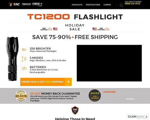 TC1200 Tactical Flashlight | 1Tac.com