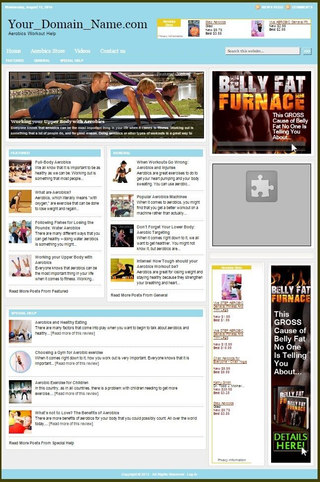 AEROBICS WORKOUT WEBSITE BUSINESS FOR SALE! TARGETED SEO CONTENT INCLUDED