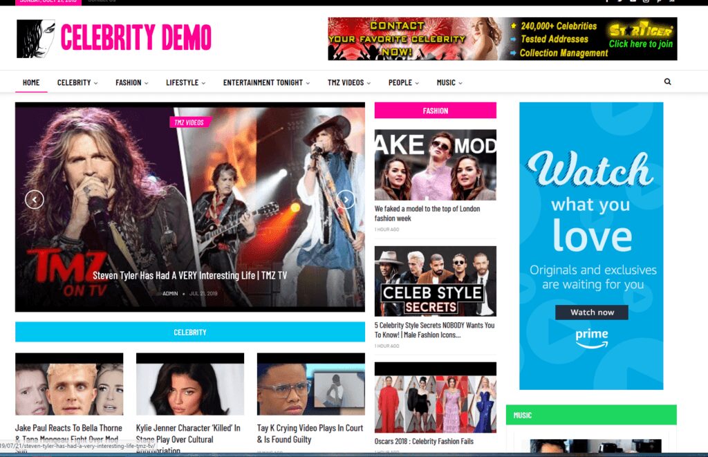 Celebrity News / Affiliate product website,100% automated -Premium designed-