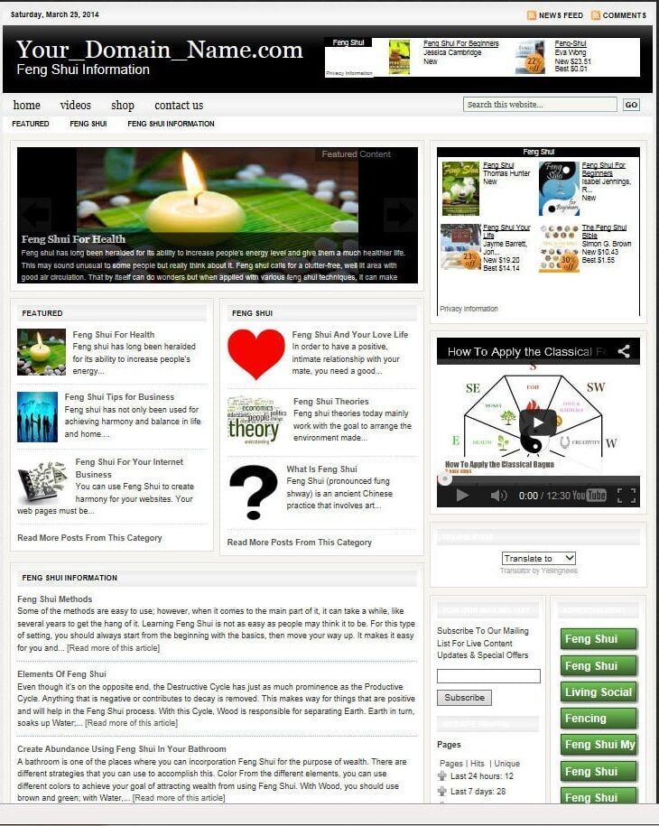 FENG SHUI BLOG and SHOP WEBSITE BUSINESS FOR SALE! with TARGETED CONTENT