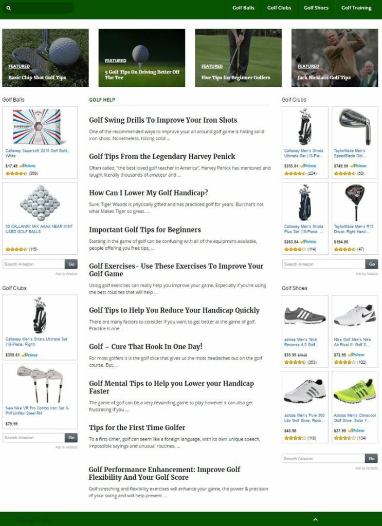 GOLF TRAINING SHOP WEBSITE and BLOG FOR SALE!