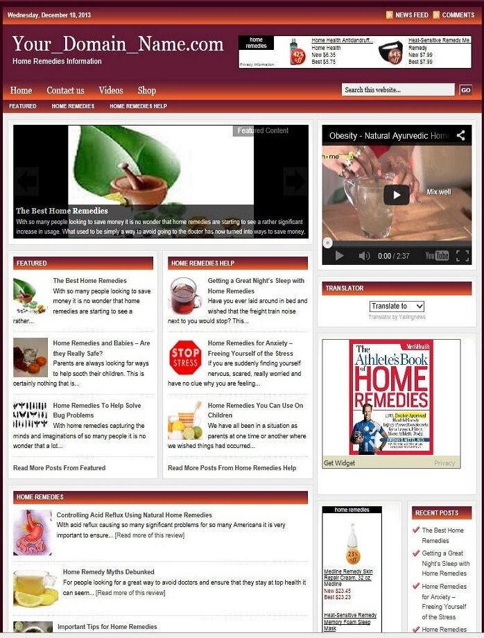 HOME REMEDIES BLOG and SHOP WEBSITE BUSINESS FOR SALE! with TARGETED SEO CONTENT