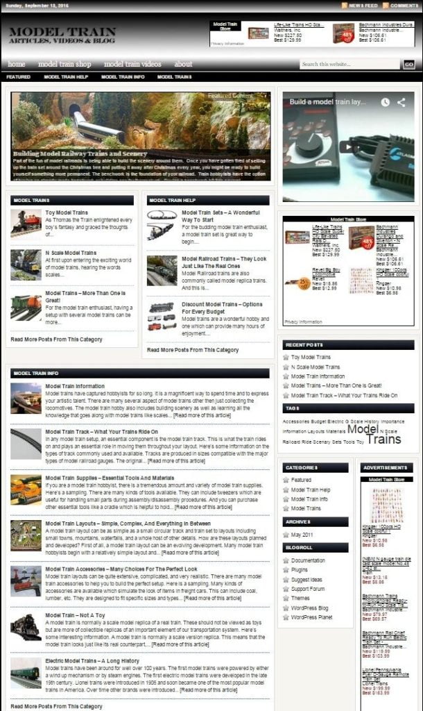 MODEL TRAINS BLOG WEBSITE BUSINESS FOR SALE! with TARGETED CONTENT