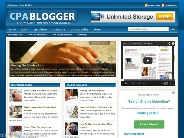 New CPA Blogger / Cost Per Action Wordpress Blog Website For Sale!