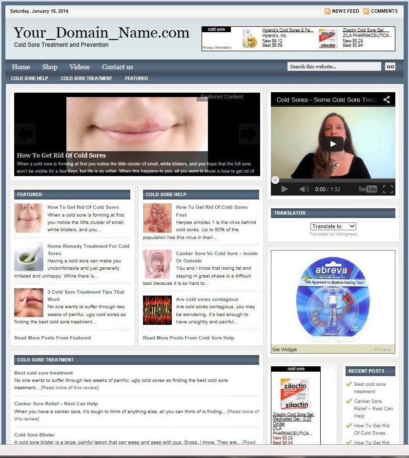 PROFESSIONAL COLD SORE REMEDIES WEBSITE FOR SALE!