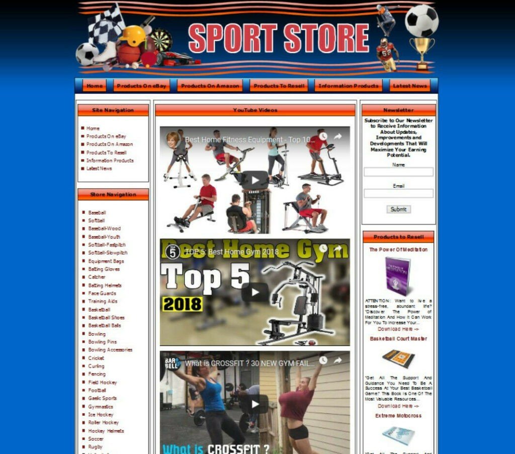 SPORT STORE WEBSITE BUSINESS FOR SALE. Ebay Amazon Adsense Clickbank FREE Domain