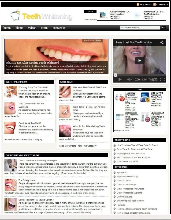 TEETH WHITENING BLOG and SHOP WEBSITE FOR SALE!