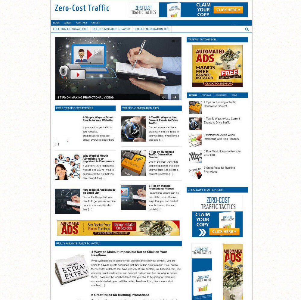 ZERO COST TRAFFIC TACTICS AFFILIATE WEBSITE & STORE WITH FREE DOMAIN + HOSTING