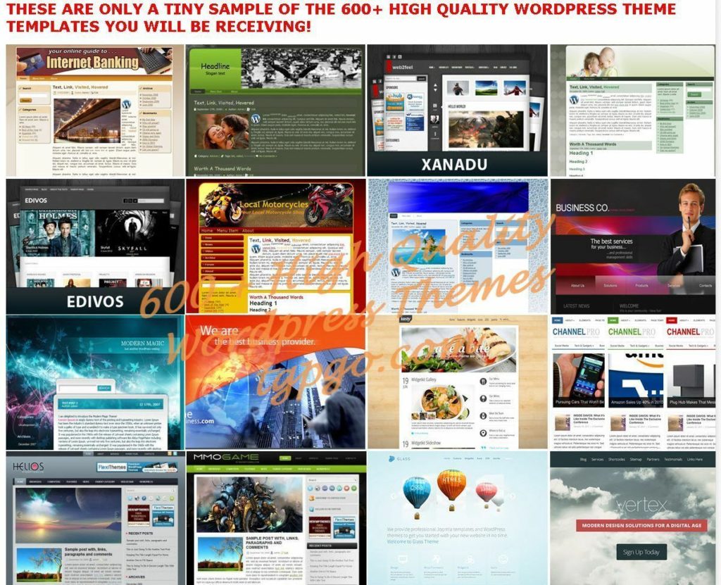 600+ Premium WordPress Themes Templates + 900 Landing Pages - cd