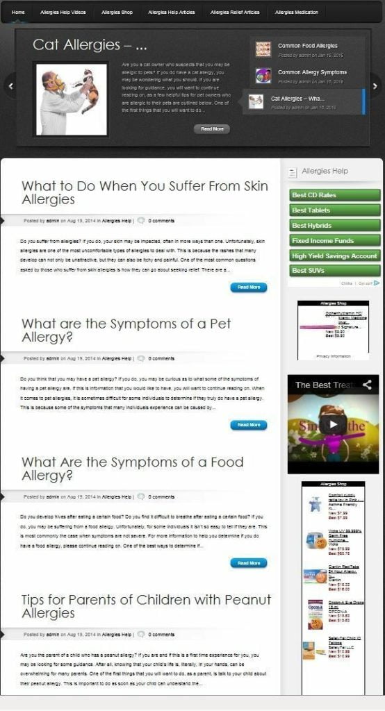 ALLERGIES SHOP & BLOG WEBSITE BUSINESS FOR SALE! STOCKED WITH TARGETED CONTENT