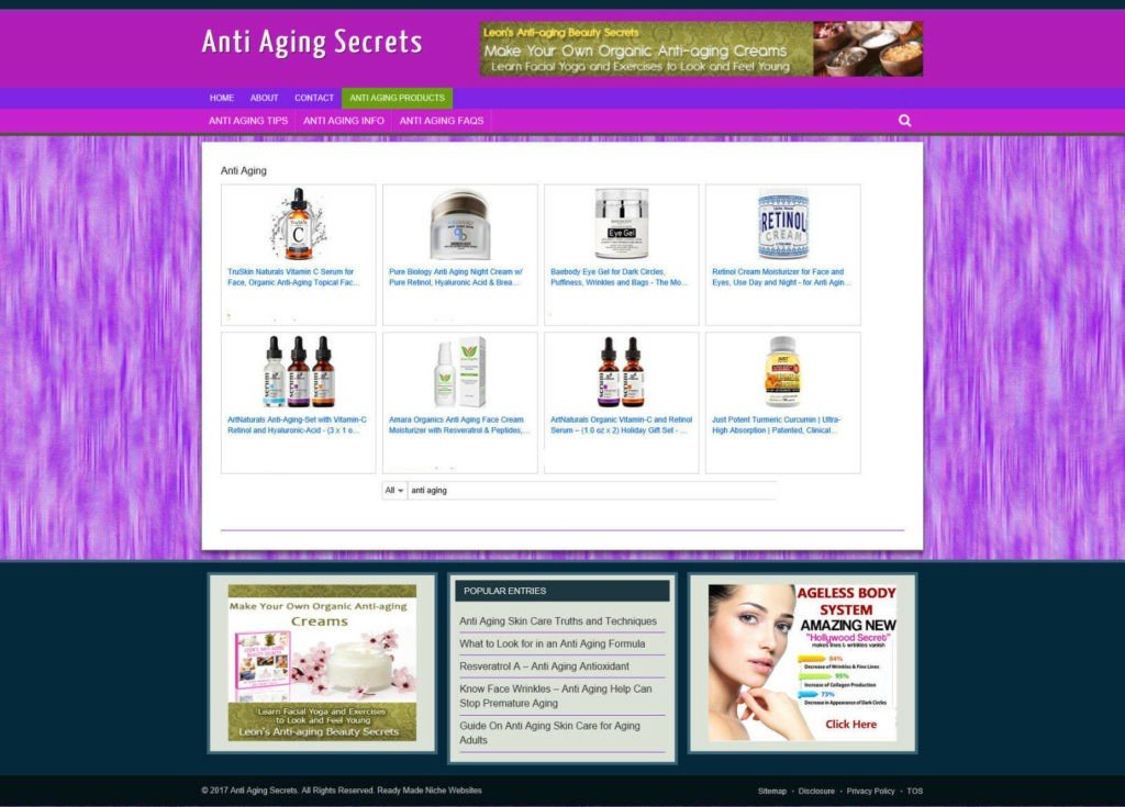 ANT AGE SECRETS PROFESSIONAL WEBSITE + AFFILIATES - VIDEO PAGES - FREE DOMAIN