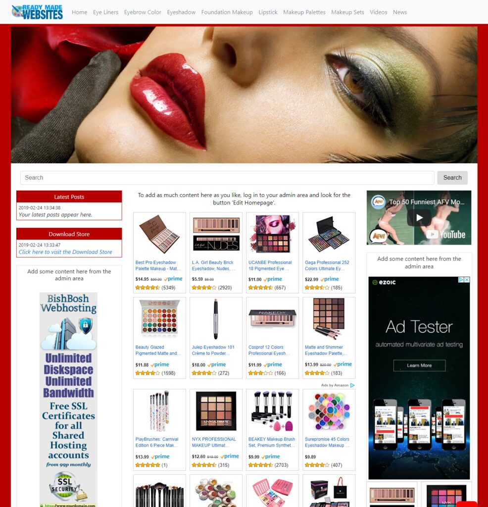 Amazon Affiliate Ready Made Website Makeup Accessories Automated Store