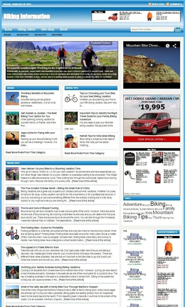 BIKING and CYCLING SHOP WEBSITE BUSINESS FOR SALE! with TARGETED SEO CONTENT
