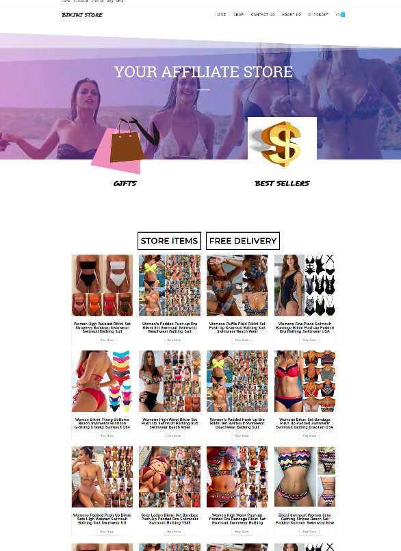 BIKINI WEBSITE WITH STORE - NEW DOMAIN - E COMMERCE - HOME BUSINESS