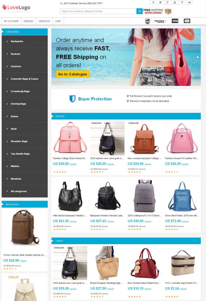 Bags Store - AliExpress Affiliate Website + Free Hosting