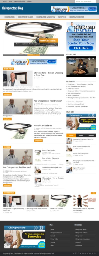 CHIROPRACTORS WORDPRESS NICHE BLOG WEBSITE WITH FREE INSTALLATION AND SETUP