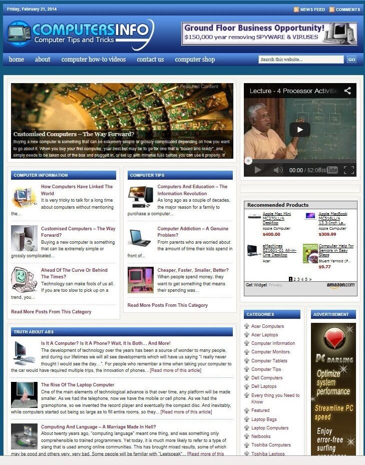 COMPUTERS BLOG and SHOP WEBSITE BUSINESS FOR SALE! with TARGETED CONTENT