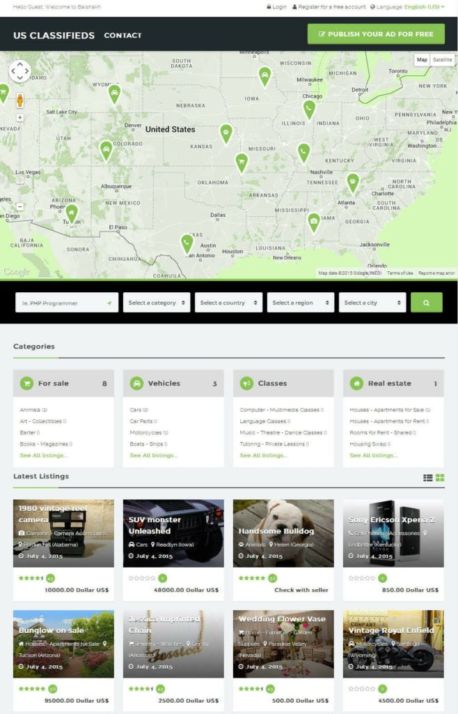 Classifieds Ads Website with Google Map