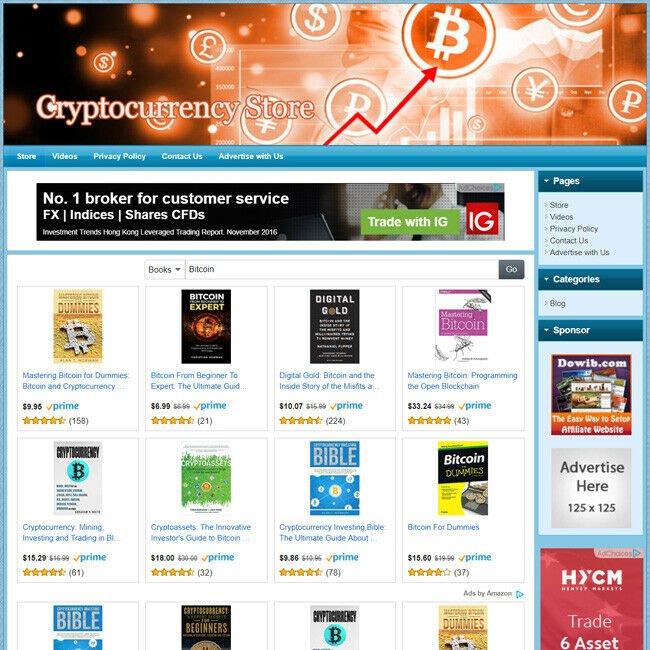 Cryptocurrency Bitcoin Store, Online Affiliate Business Website, Free Domain!