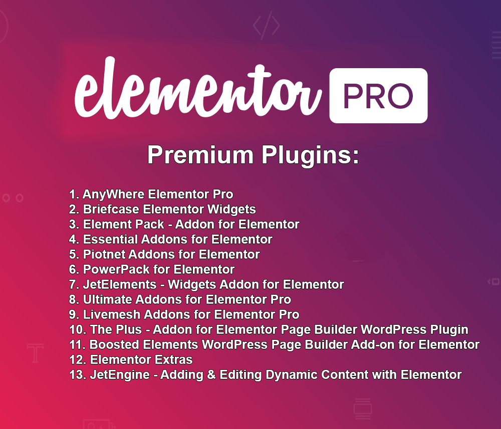 Elementor PRO + 13 Premium Plugins + Templates - WordPress Plugin - Updated