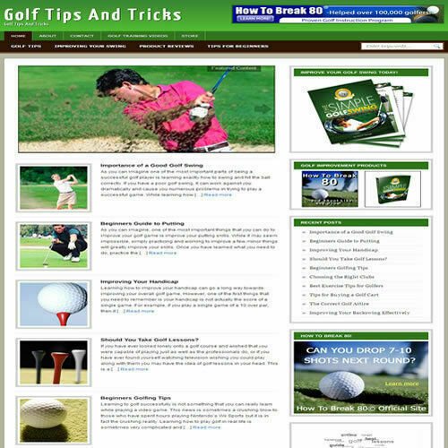 Established 'GOLF TIPS' Affiliate Website Turnkey Business (FREE HOSTING)