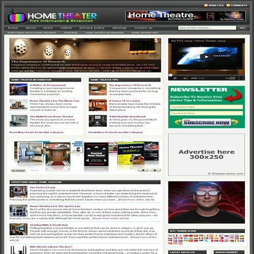 Established 'HOME THEATER' Affiliate Website Turnkey Business (FREE HOSTING)