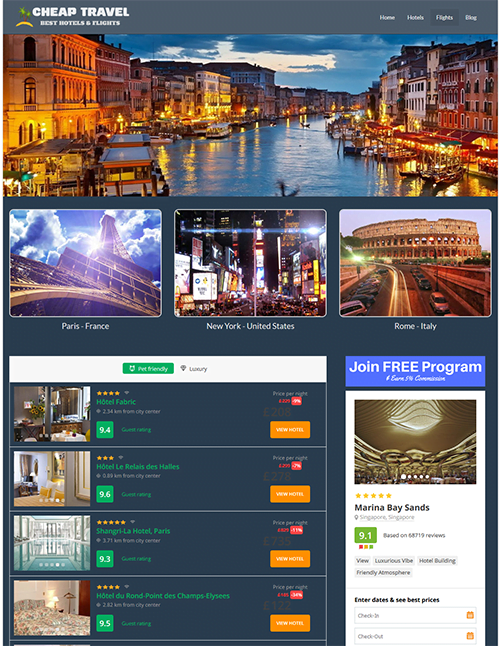 FULLY AUTOMATED HOTEL AND FLIGHT SEARCH ENGINE WEBSITE FOR SALE