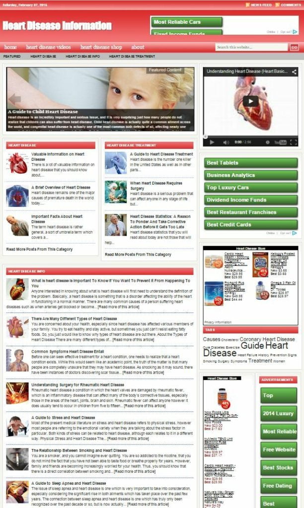 HEART DISEASE HEALTH WEBSITE BUSINESS FOR SALE! with TARGETED CONTENT