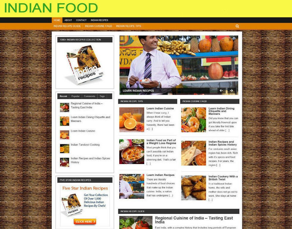 INDIAN COOKING BLOG / STORE / WEBSITE WITH AFFILIATES = VIDEO PAGES - DOMAIN