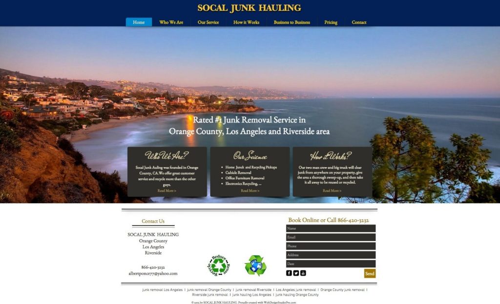 Junk Removal Web Design, Junk Hauling Website Design