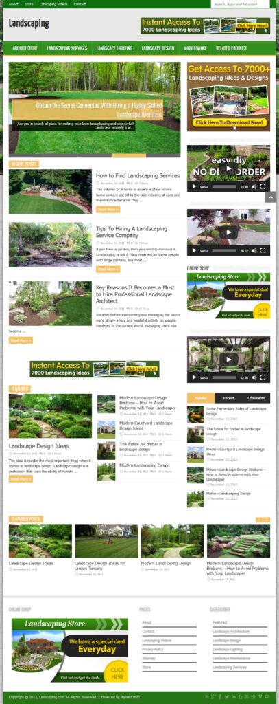 LANDSCAPING WORDPRESS NICHE BLOG WEBSITE WITH FREE INSTALLATION AND SETUP