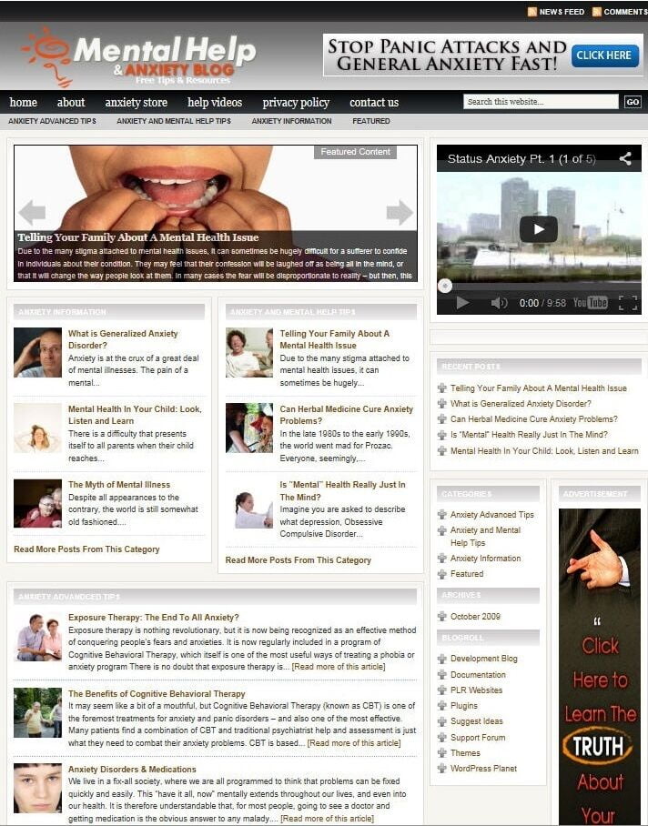 MENTAL HEALTH BLOG WEBSITE BUSINESS & DOMAIN FOR SALE! TARGETED CONTENT INCLUDED