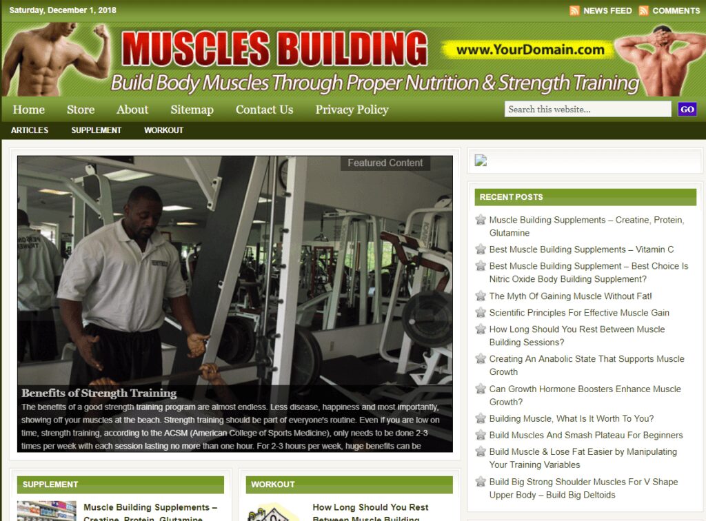 Muscle Build Nutrition & Training Store Website Free Installation + Free Hosting