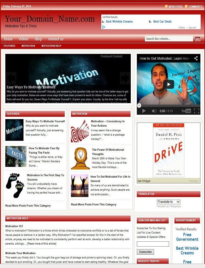 PROFESSIONAL MOTIVATION HELP WEBSITE FOR SALE! with TARGETED SEO CONTENT