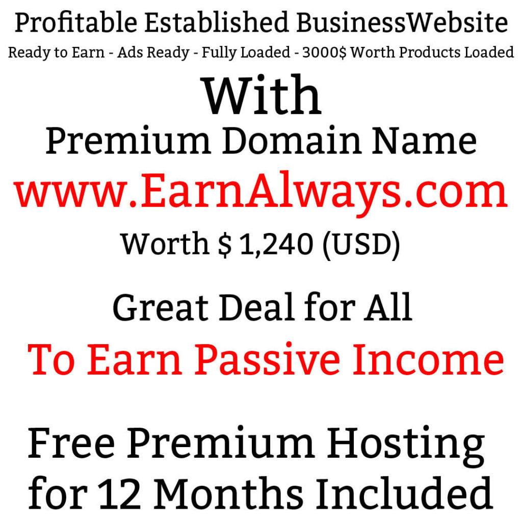 Profitable Business Website + Premium Domain Name EarnAlways.com