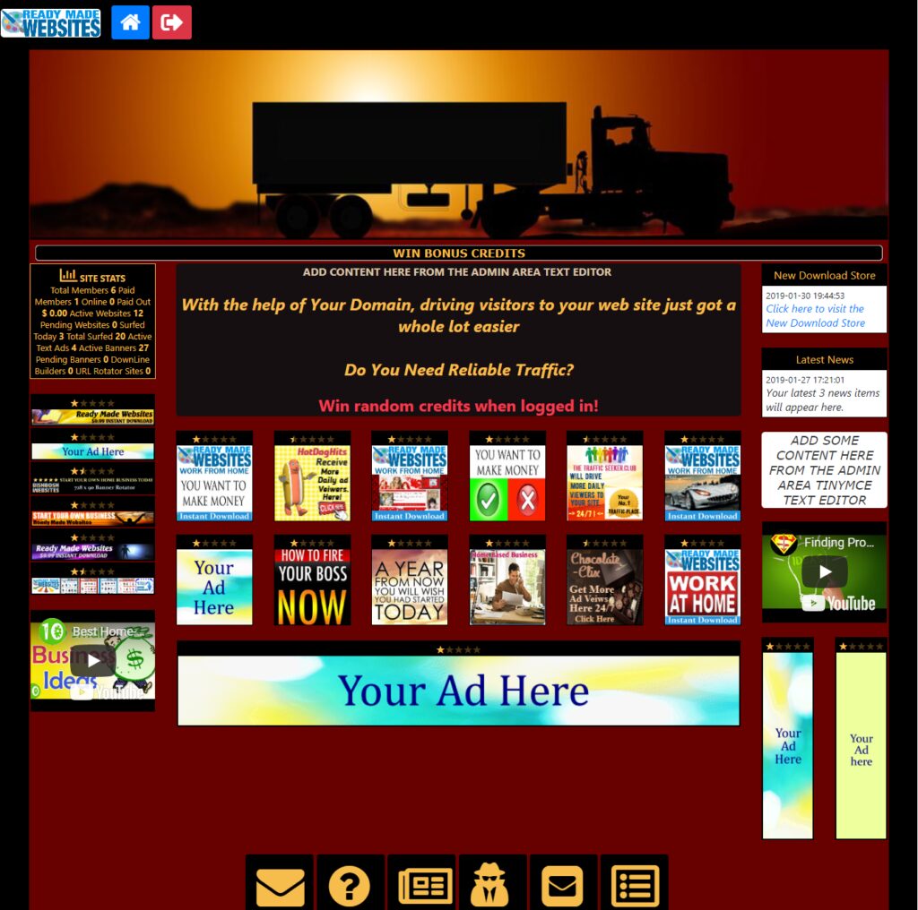 Ready Made Banner Traffic Hub Sell Ad Space Font Awesome Paypal Stripe IPN