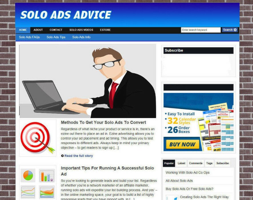 SOLO ADS TIPS WEBSITE WITH AFFILIATES + FREE DOMAIN & HOSTING - VIDEO P-AGES