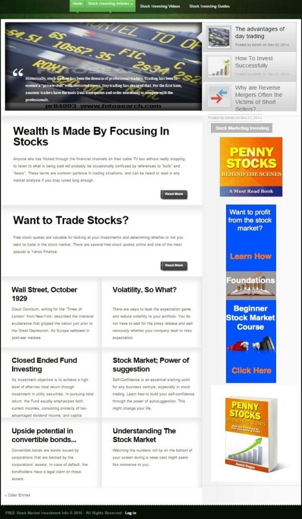 STOCK MARKET INVESTING BLOG WEBSITE FOR SALE!