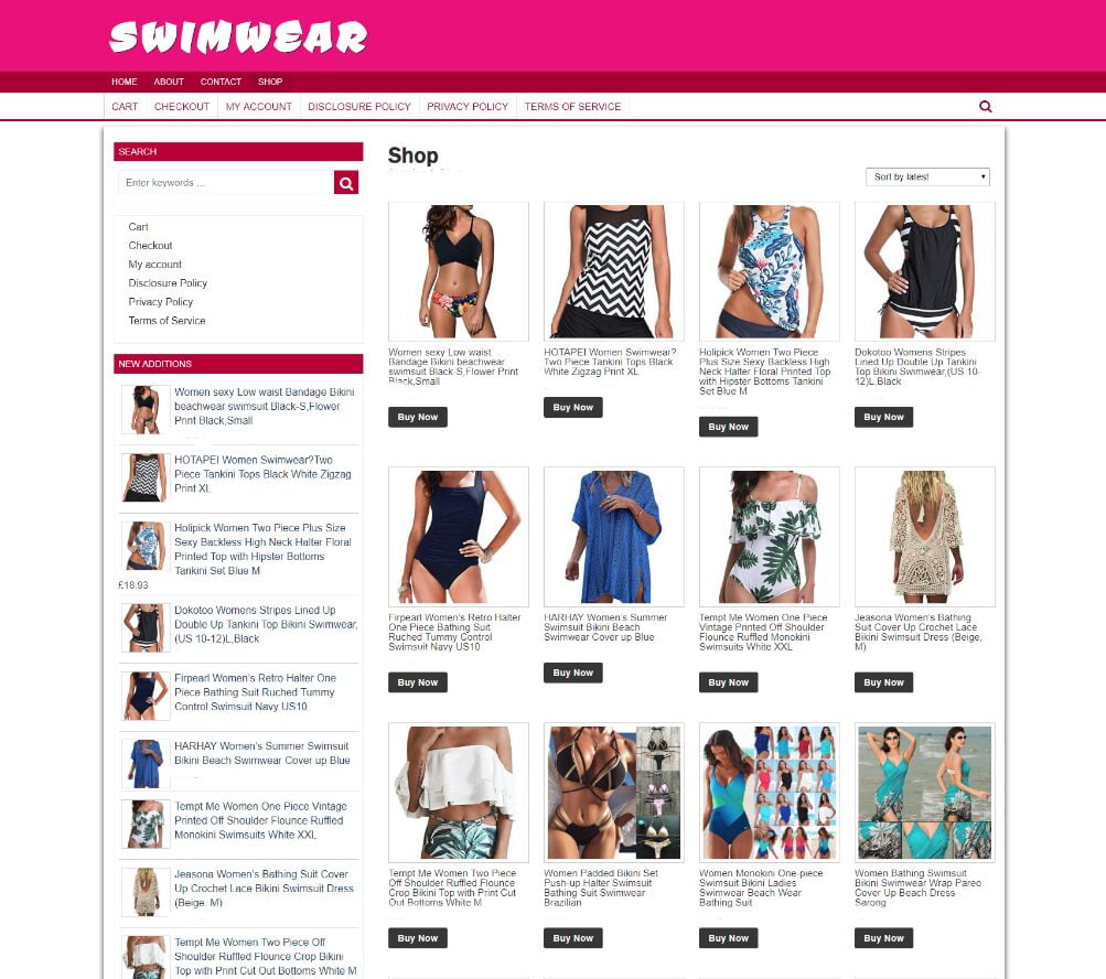 SWIMWEAR WEBSITE FULLY STOCKED - ONE YEARS HOSTING - DOMAIN - EASY BUSINESS