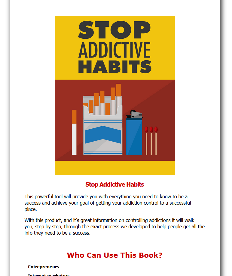 Stop Addictive Habits Business Website For Sale w/ Software