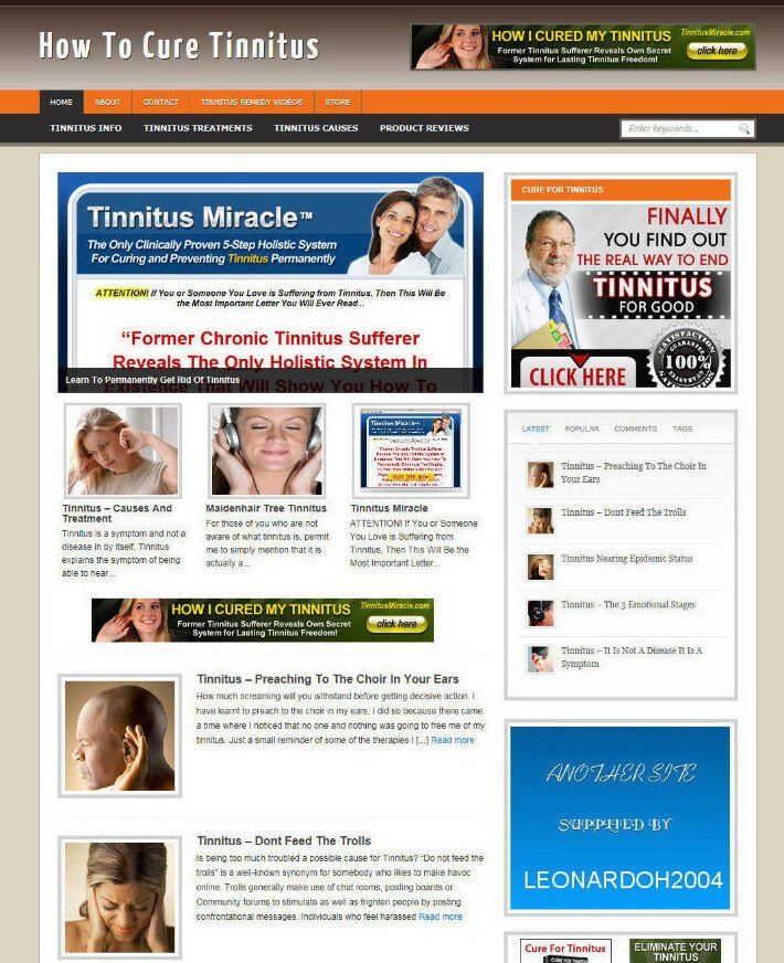 TINNITUS HELP WEBSITE + ARTICLES & AFFILIATE STORE + HOSTING & NEW DOMAIN