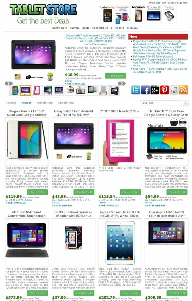 Tablet Store - Amazon, eBay ,Commission Junction Affiliate Website + Hosting