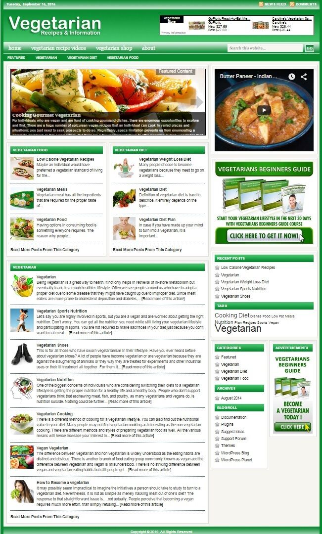 VEGETARIAN COOKING WEBSITE BUSINESS and DOMAIN FOR SALE! | Good To SEO