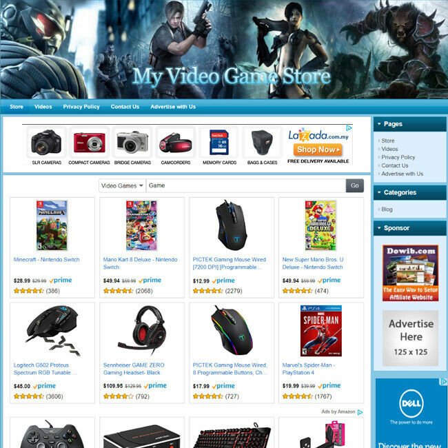 VIDEO GAME STORE - Online Affiliate Business Website For Sale! Free Domain Name!