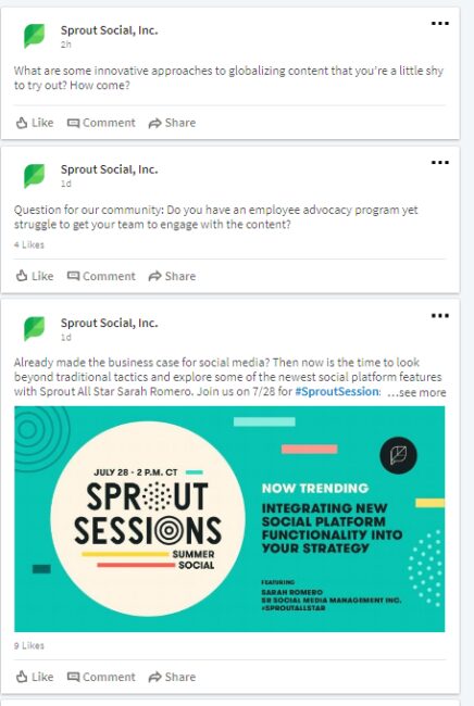 sprout social linkedin posts