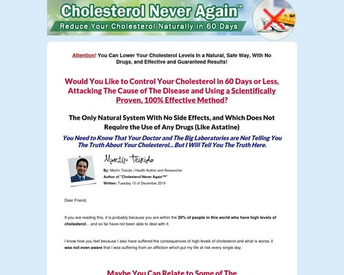 Cholesterol Never Again - 90%! Top Converting Written Page On Cb.