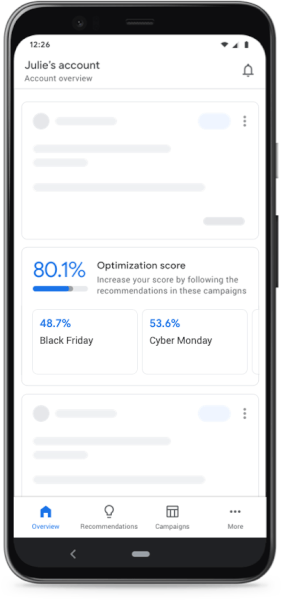 Optimization score comes to Google Ads app